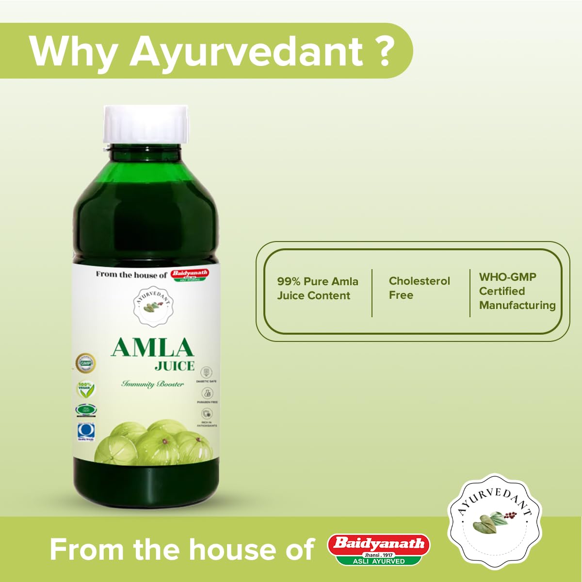 Ayurvedant Amla Juice Juice 1000ml From The House Of Baidyanath. 1