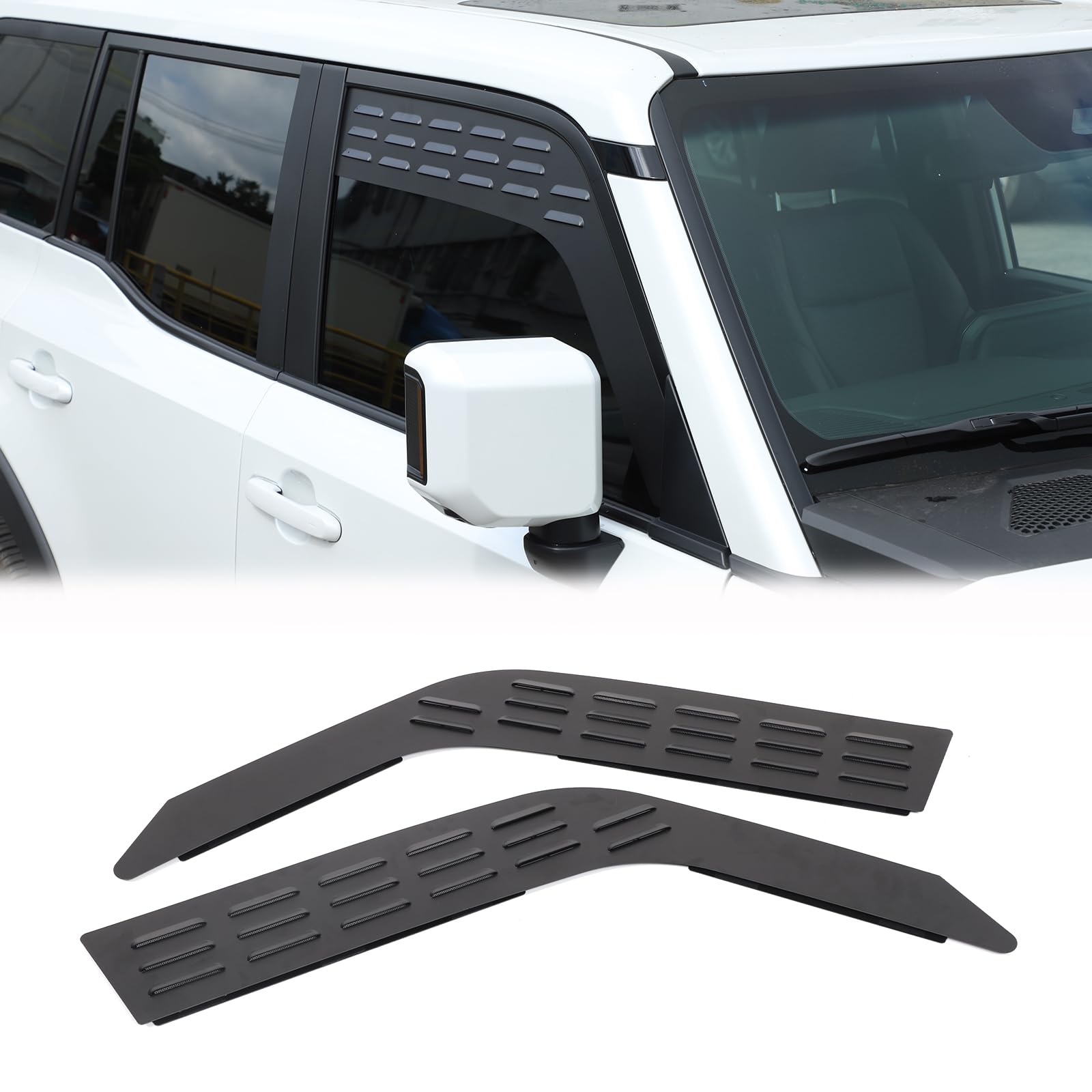 Heutamo Front Window Glass Louvers Cover Compatible with Toyota Land Cruiser 250 Prado J250 LC250 2024 2025 Accessories, Front Side Window Louver