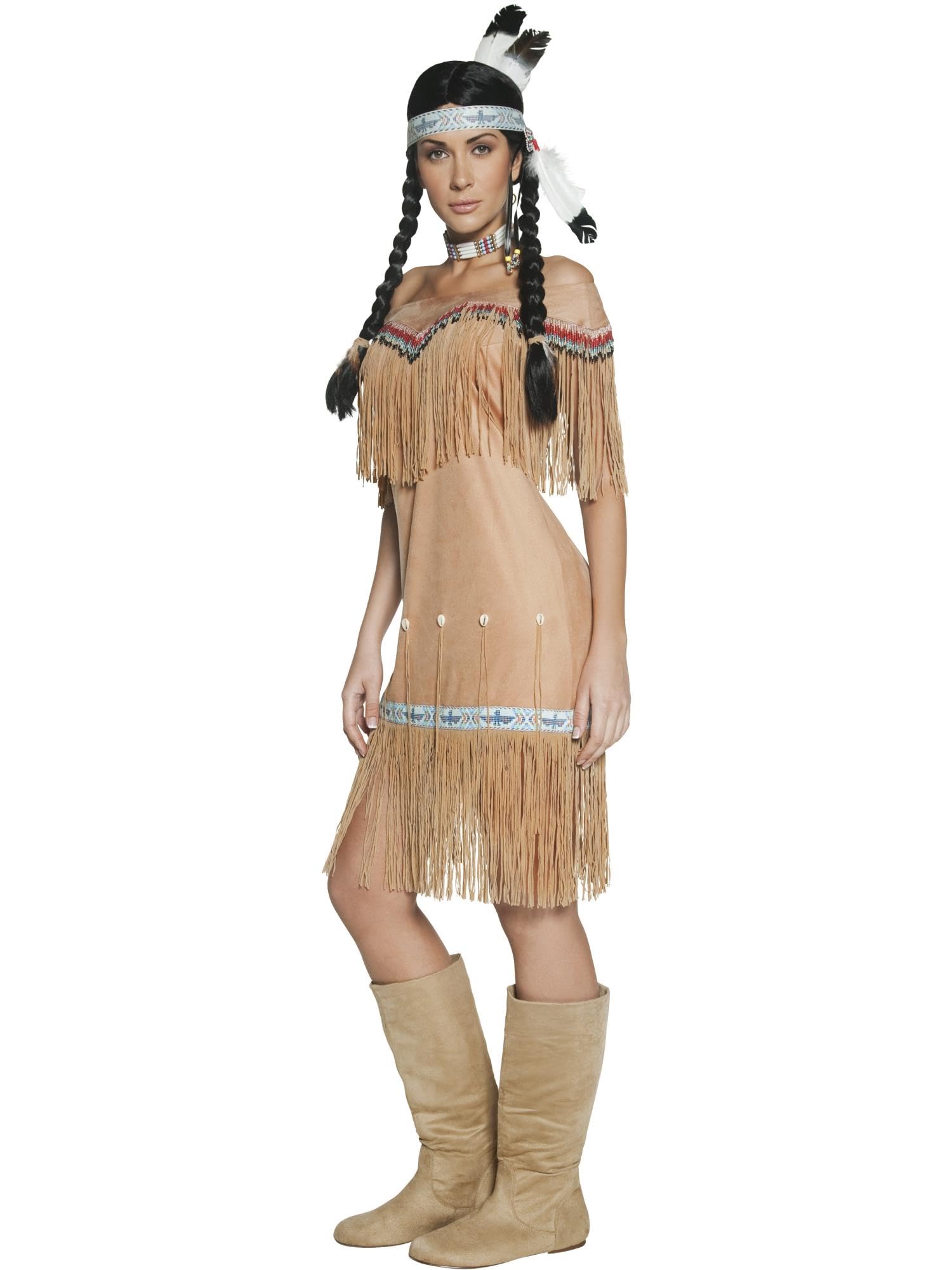 Smiffys Déguisement Femme Indienne Western, Robe à franges, Western, Serious Fun, 36127