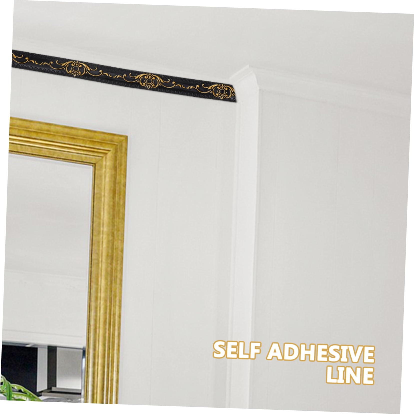 Moldura Decorativa Autoadhesiva de Pvc Efecto Yeso Negro