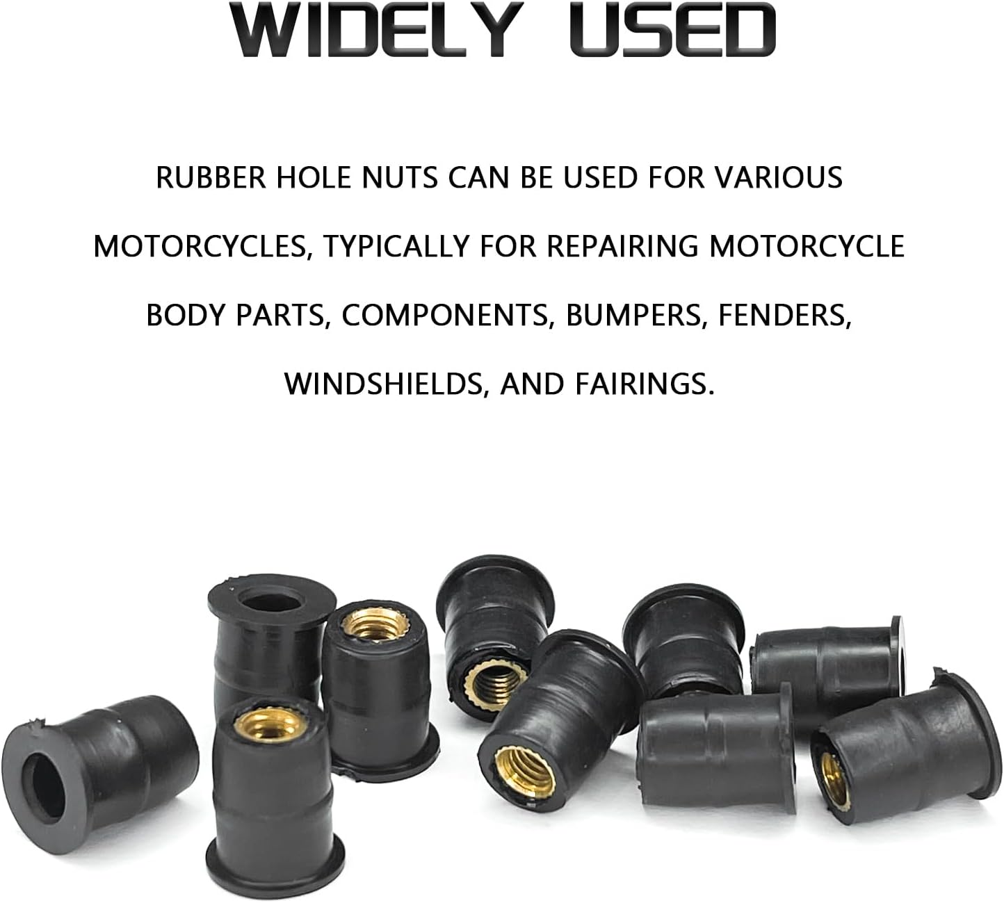 10PCS Well Nuts M5 Rubber Well Nuts Fairing Fasteners, Motorcycle Boat Windshield Fairing Bolt Fasteners Wellnuts Kit, Windscreen Screws Nut Rivet Universal for Motorcycle Accessories(M5) image 4
