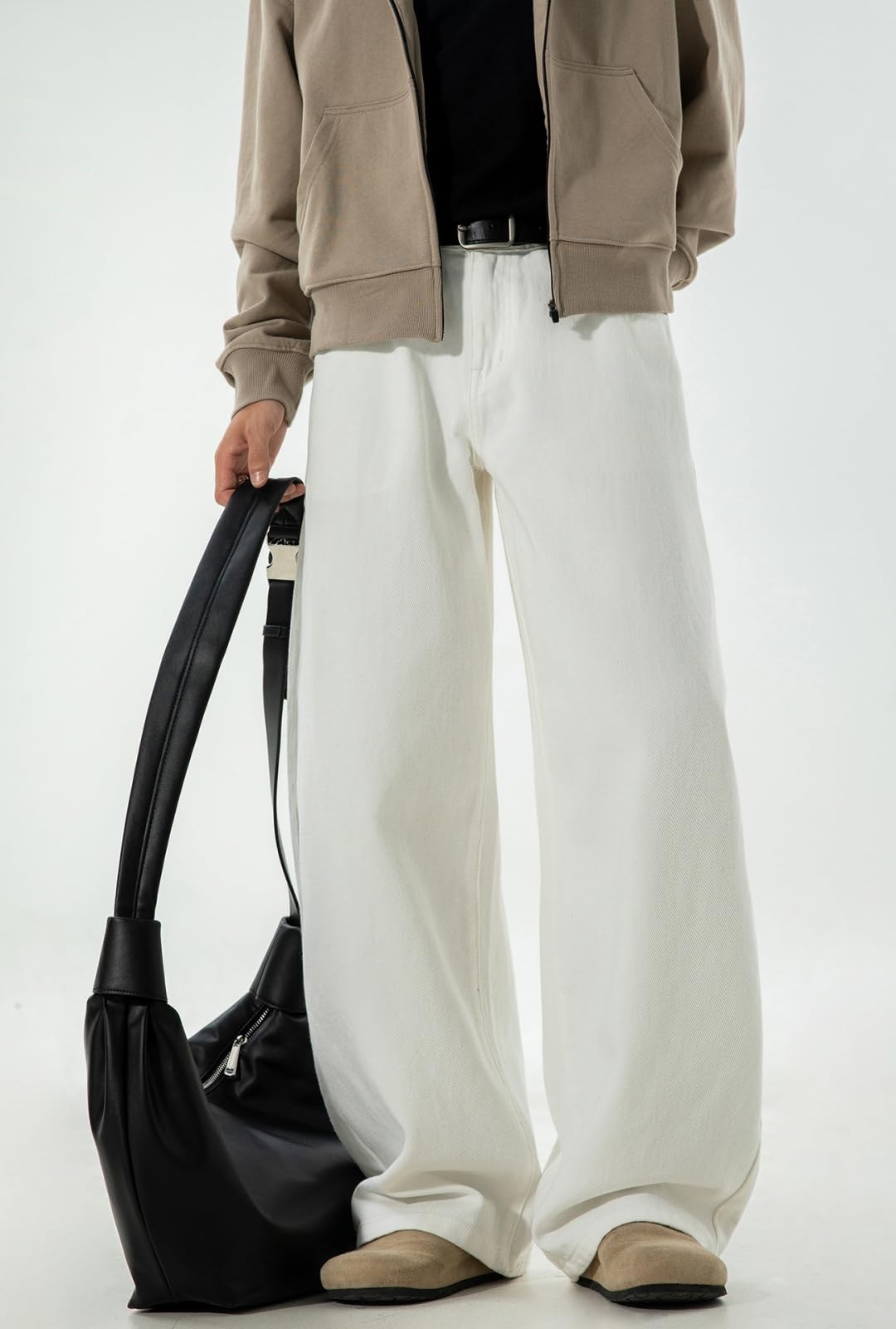 PADOLA Jeans Uomo Vintage Baggy Vita Elastica Pantaloni Lavoro Larghi Finitura Lavata Lavaggio Sbiadito Multi Tasche