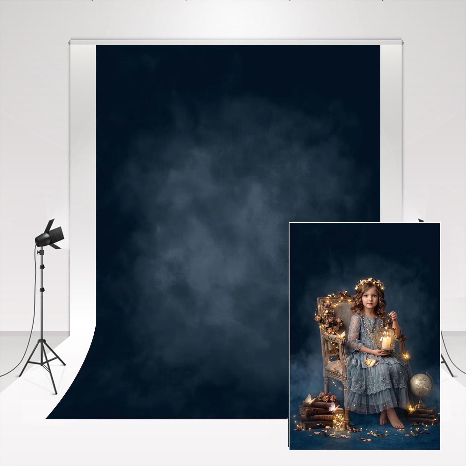 Kate Fondo de fotografía de Textura Abstracta Azul Oscuro Degradado 3x3m/10x10ft Retrato Profesional para niños Fondo Decorativo de Boda Fondo de Pantalla fotográfica Estudio