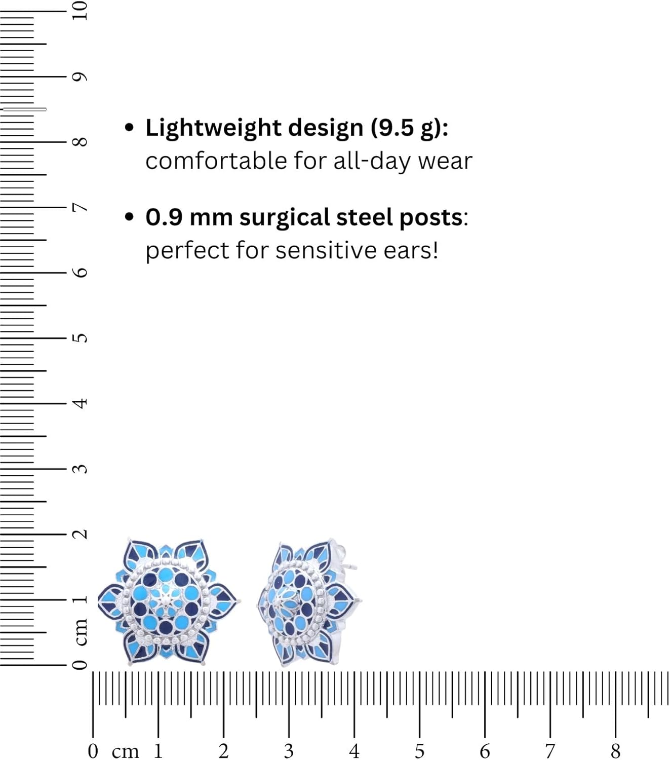 Azure Phool Mahal Stud Earrings in Brass, as in Flower Palace of Jodhpur - Image 5