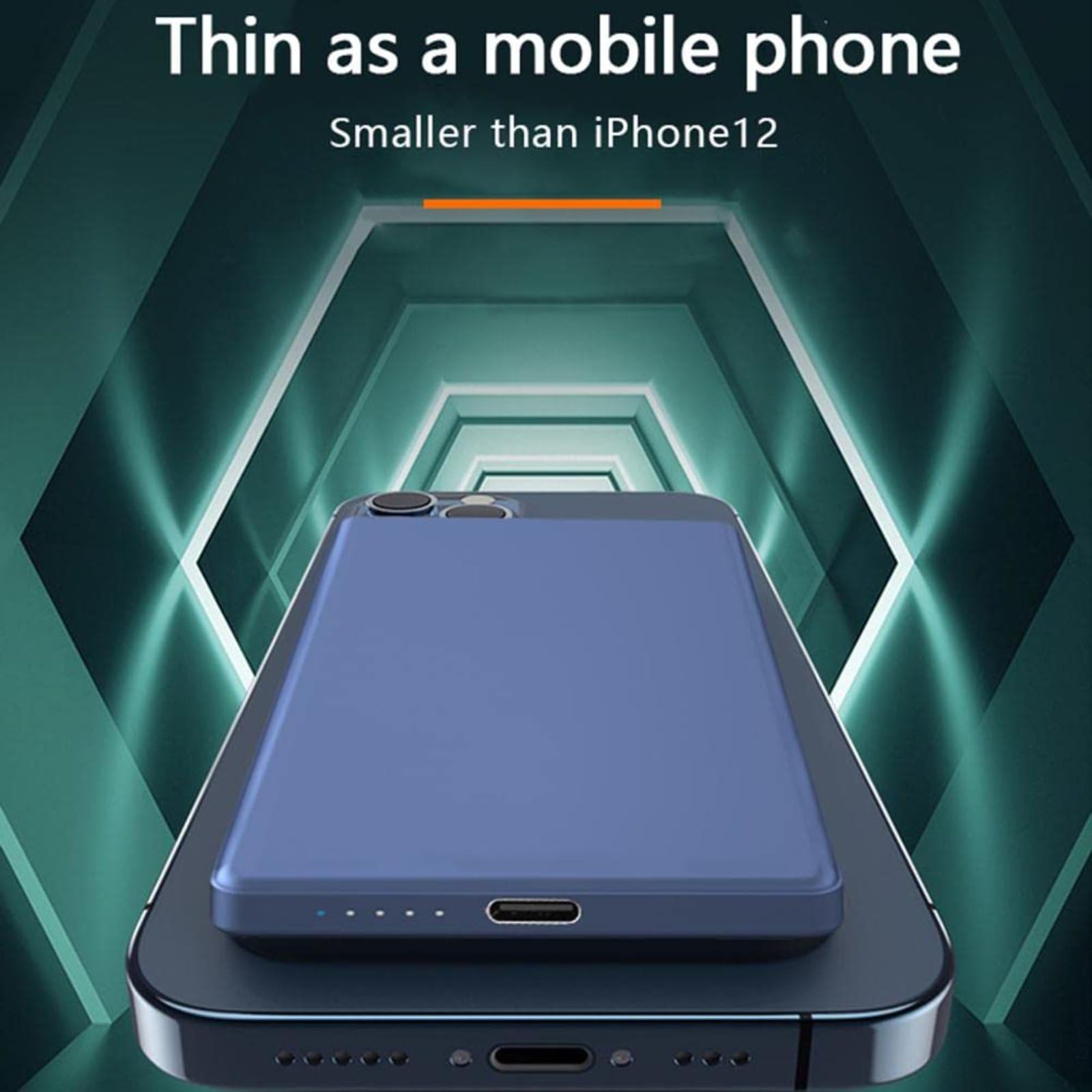 Power Bank Wireless 3 in 1 da 5000 mAh, Power Bank Magnetico Wireless da 15 W, Caricabatterie Portatile Wireless Compatibile con iPhone 12/13/Mini/Pro/Pro Max
