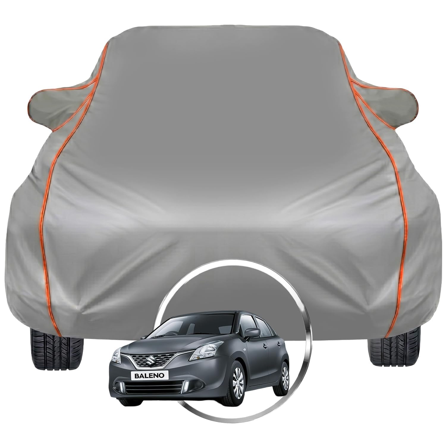 Waterproof & Heat Resistant Car Cover for Maruti Suzuki Baleno (All Models) | Premium Grey Full Body Cover | UV Protection, Dustproof, Scratch Resistant, All Weather Protection with Mirror Pockets-image-32