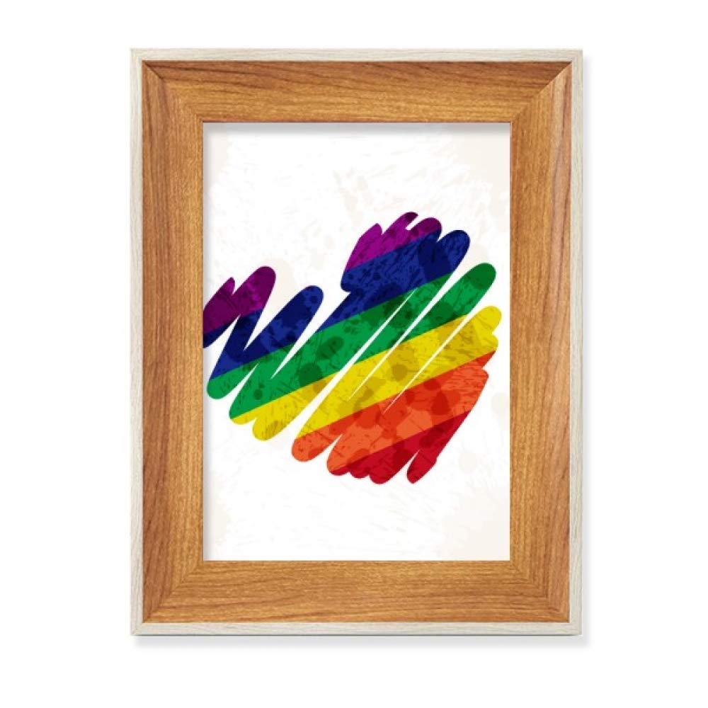Tableau Coeur LGBT Arc-en-Ciel Cadre Bois Symbole Fierté Amour