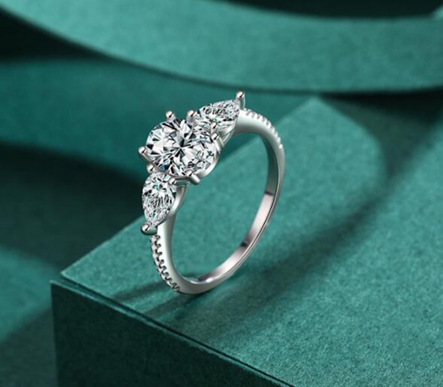 Anillos de mujer, alianzas de boda clásico con circonita cúbica ovalada de plata 925 regalo de boda aniversario