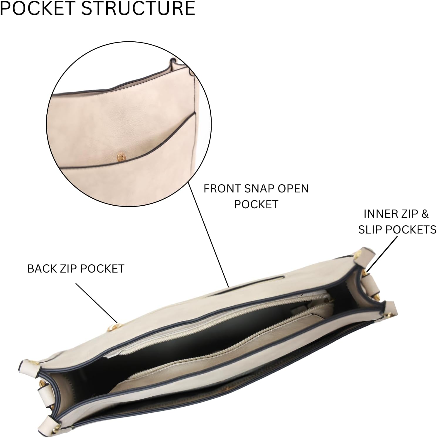 JEN & CO. Crossbody Bags for Women Trendy Vegan Leather Hobo Purses Shoulder Handbags with Wide Adjustable Guitar Strap - Image 5