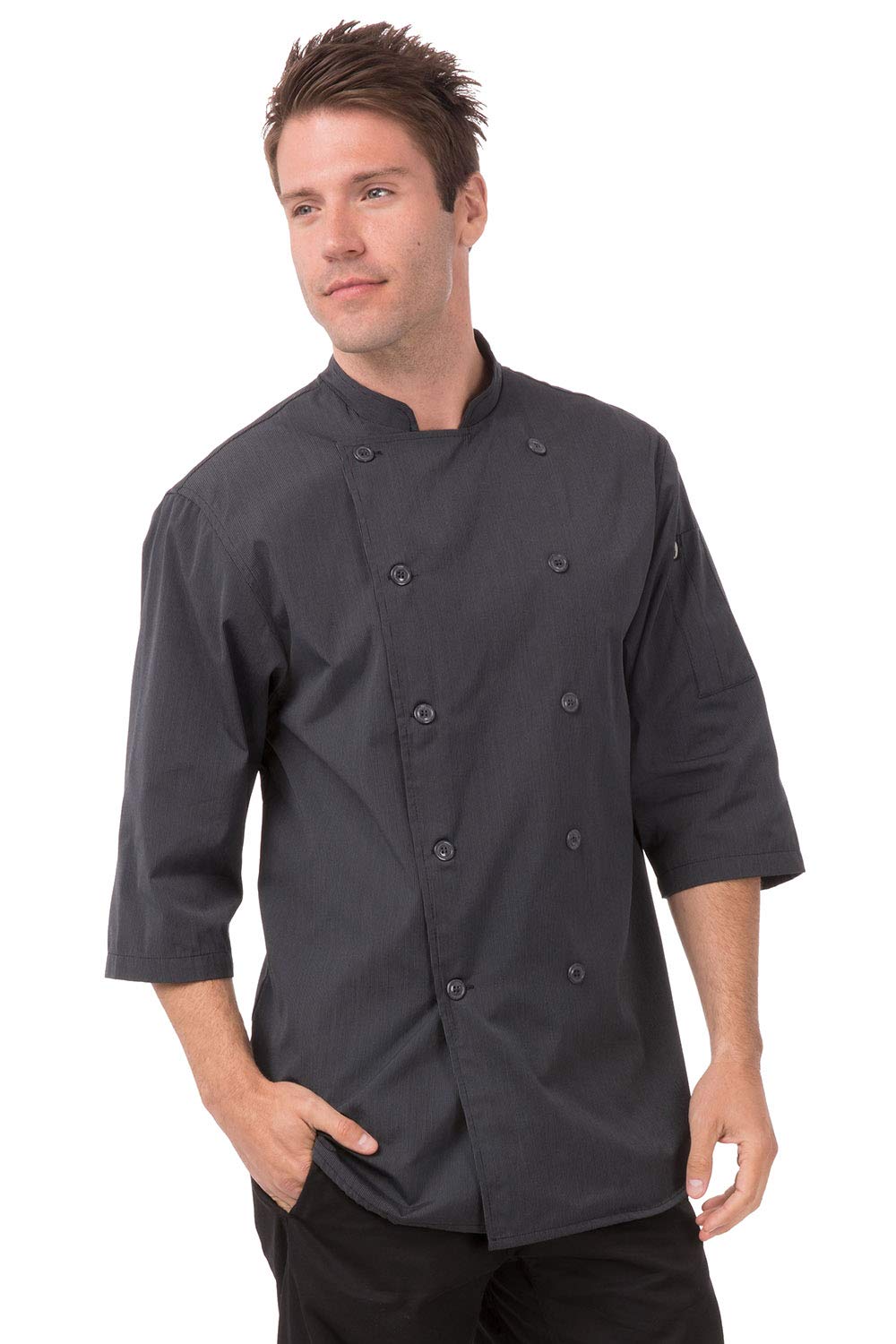 Chef Works Personalized Mens Brighton Chef Coat Dark Grey