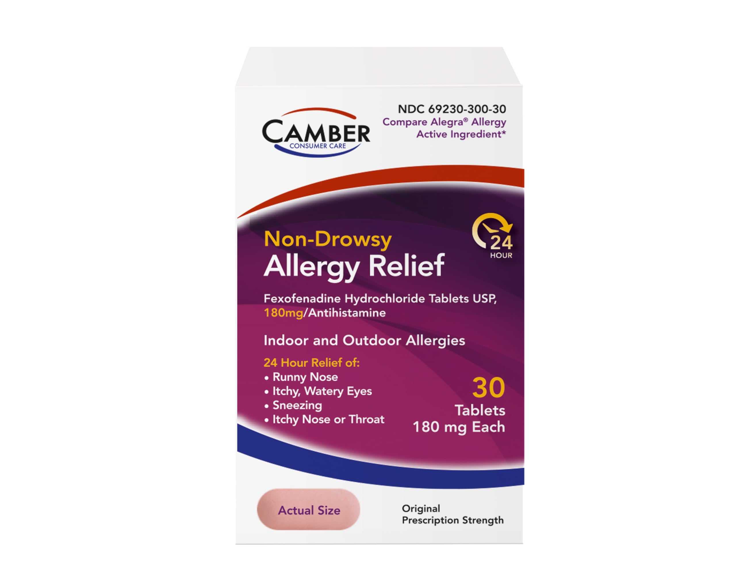 Camber Fexofenadine Antihistamine Non-Drowsy Indoor Outdoor 24hrs Allergy Relief Medicine 100 Tablets — Amazon image 7