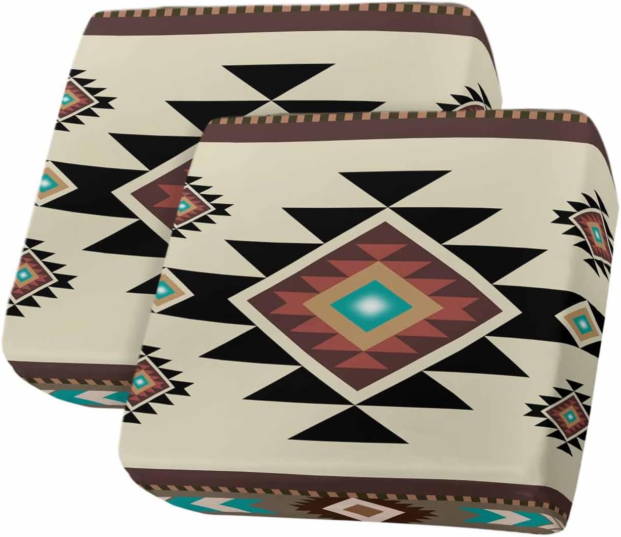 Native American Western Sofa Couch Cushion Covers Washable, Removable Stretchable Sectional Couch Covers Slipcovers for L & T Shape Sofa Furniture Protector S Size 2 pcs Southwest Mexican Boho Brown