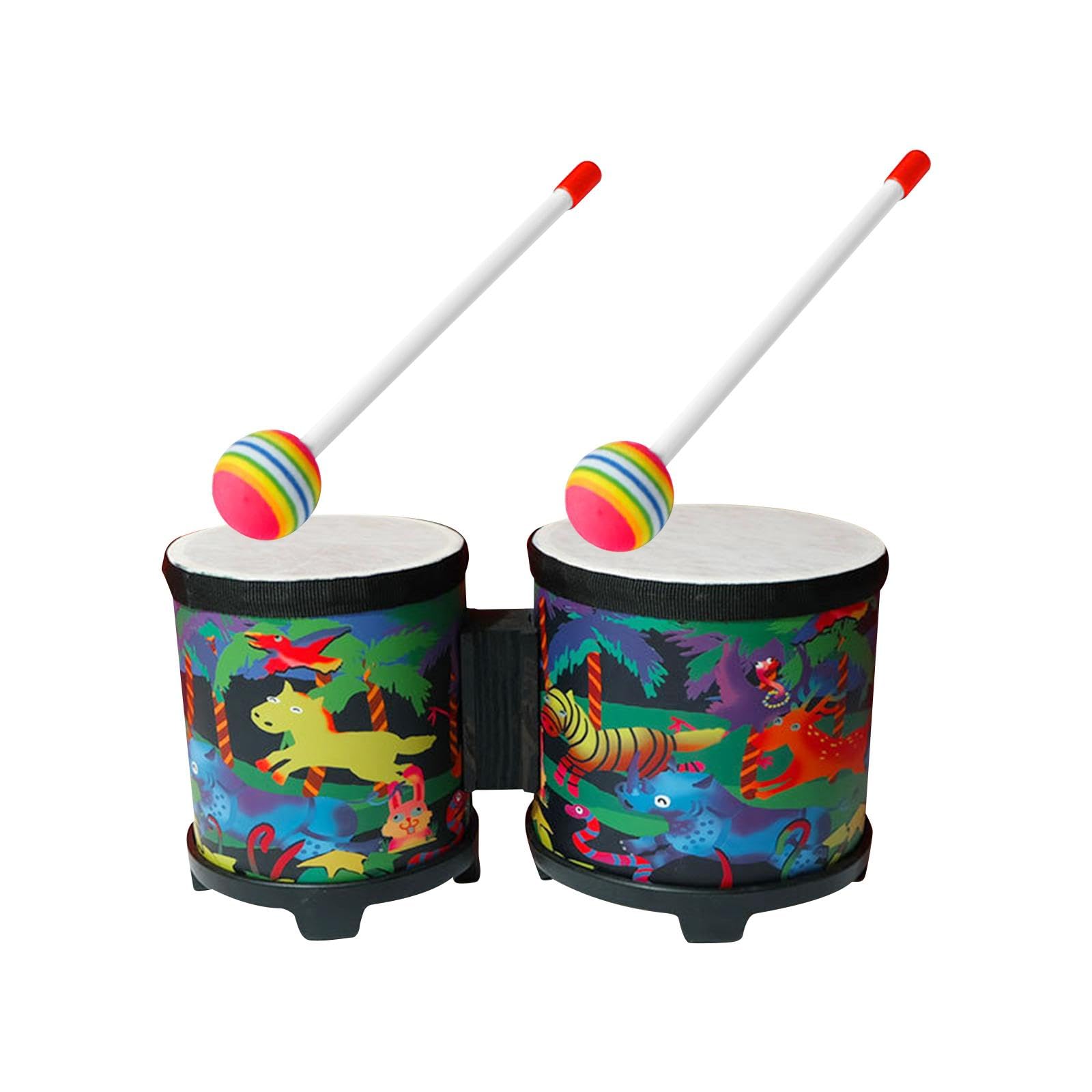 Perfeclan Üben Sie Bongos-Musik-Erleuchtungs-Trommel-Schlaginstrument-pädagogisches Spielzeug 5'' und 6'' Bongo-Trommel-Set für Profis, Tier