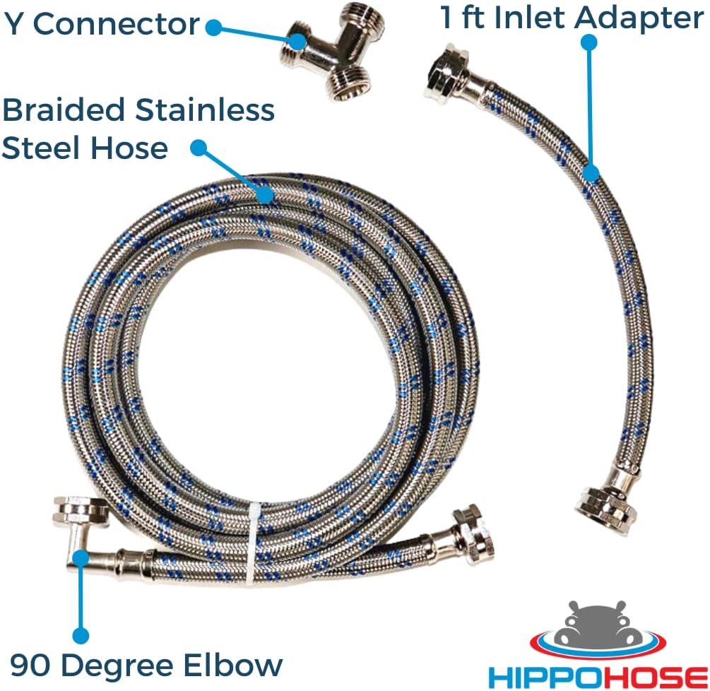 Steam Dryer Hose Install Kit (6 FT) - OCTAGON Connections for Easy & Secure Tightening - Universal Fit to All Steam Dryers - Stainless Steel - Burst Proof Steam Dryer Water Line