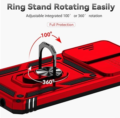 Miniatura 5 de Funda para Honor X7, CMA-LX2 CMA-LX1 con protector de pantalla de vidrio templado y cubierta de cámara deslizante, soporte de anillo magnético para