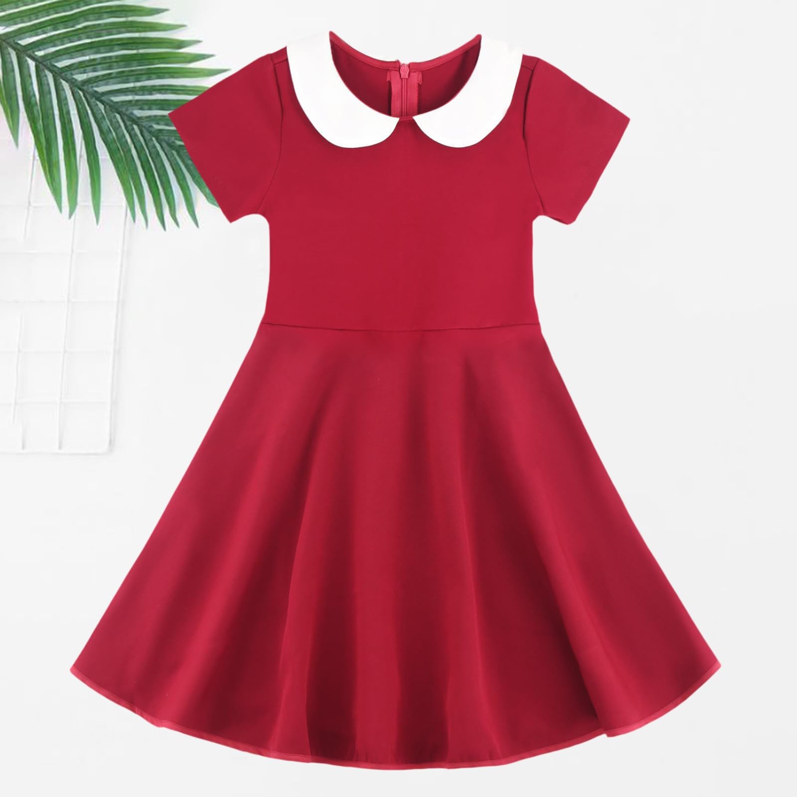Vestido de manga corta para niñas, casual, acampanado, vestido de fiesta para niños, escuela, verano, cumpleaños, vacaciones, suave, cómodo, vestido acampanado