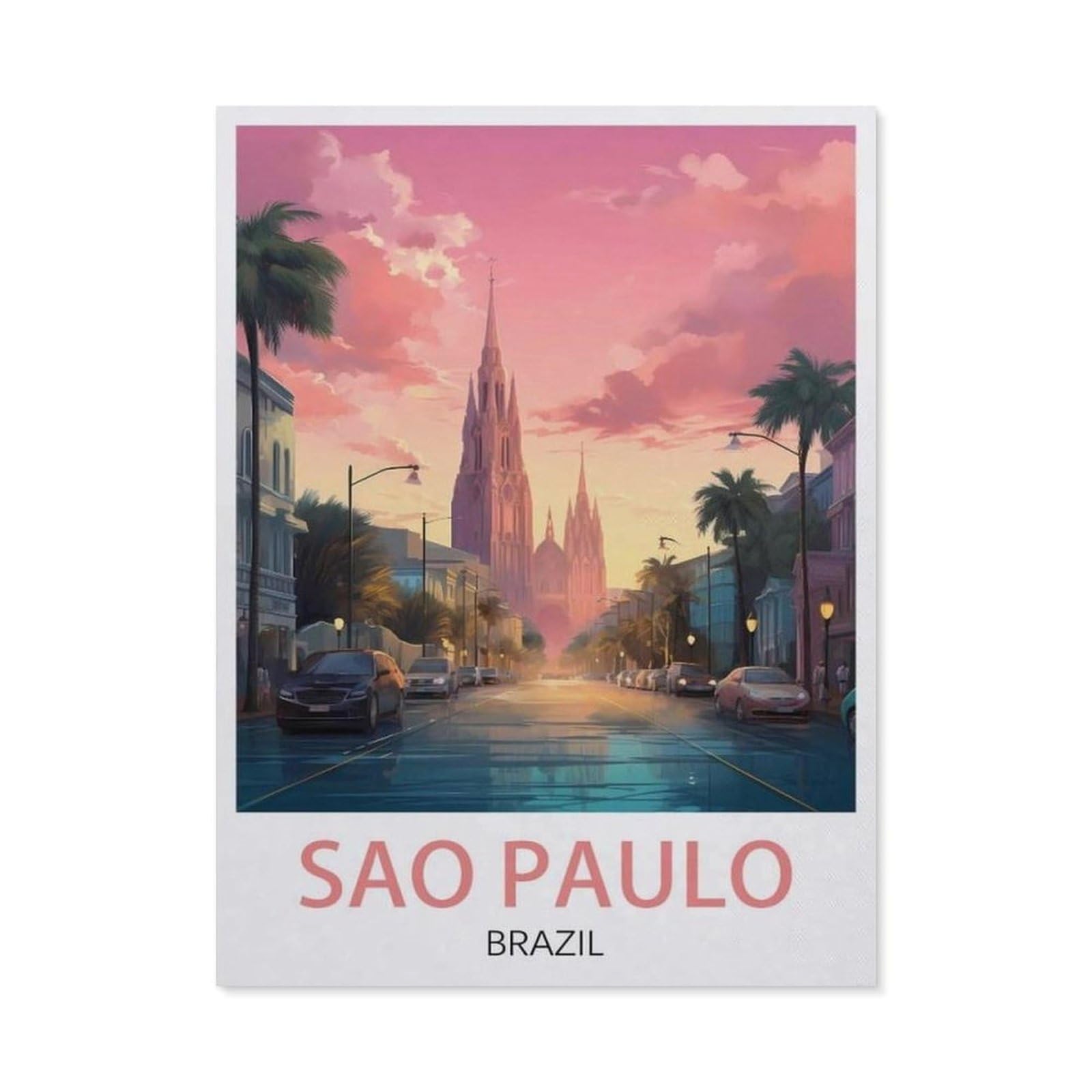 Funny Metal Tin Sign Wall Decor，Sao Paulo Brazil(30x40cm）