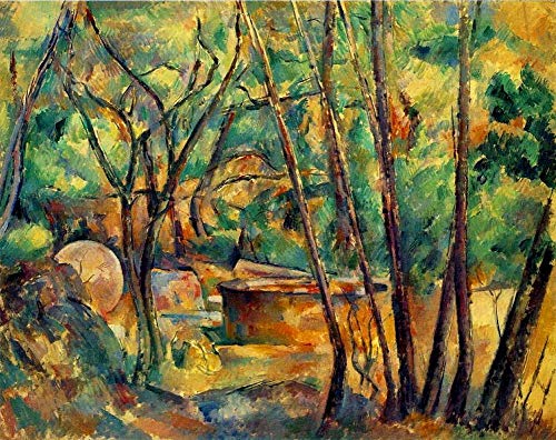 Meule et citerne sous les arbres peinture à l'huile Cézanne cadeau art unique