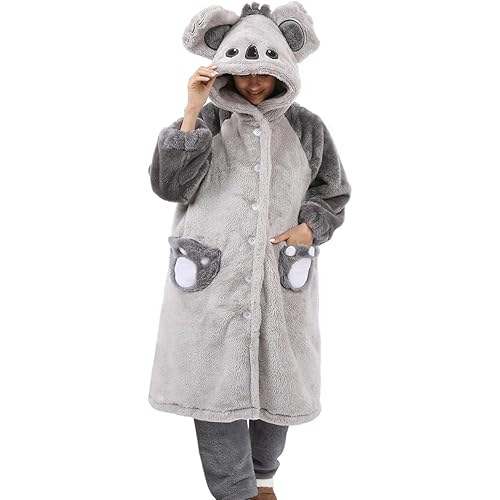 Fleece Robes for Women Long Plush Hooded Bathrobes