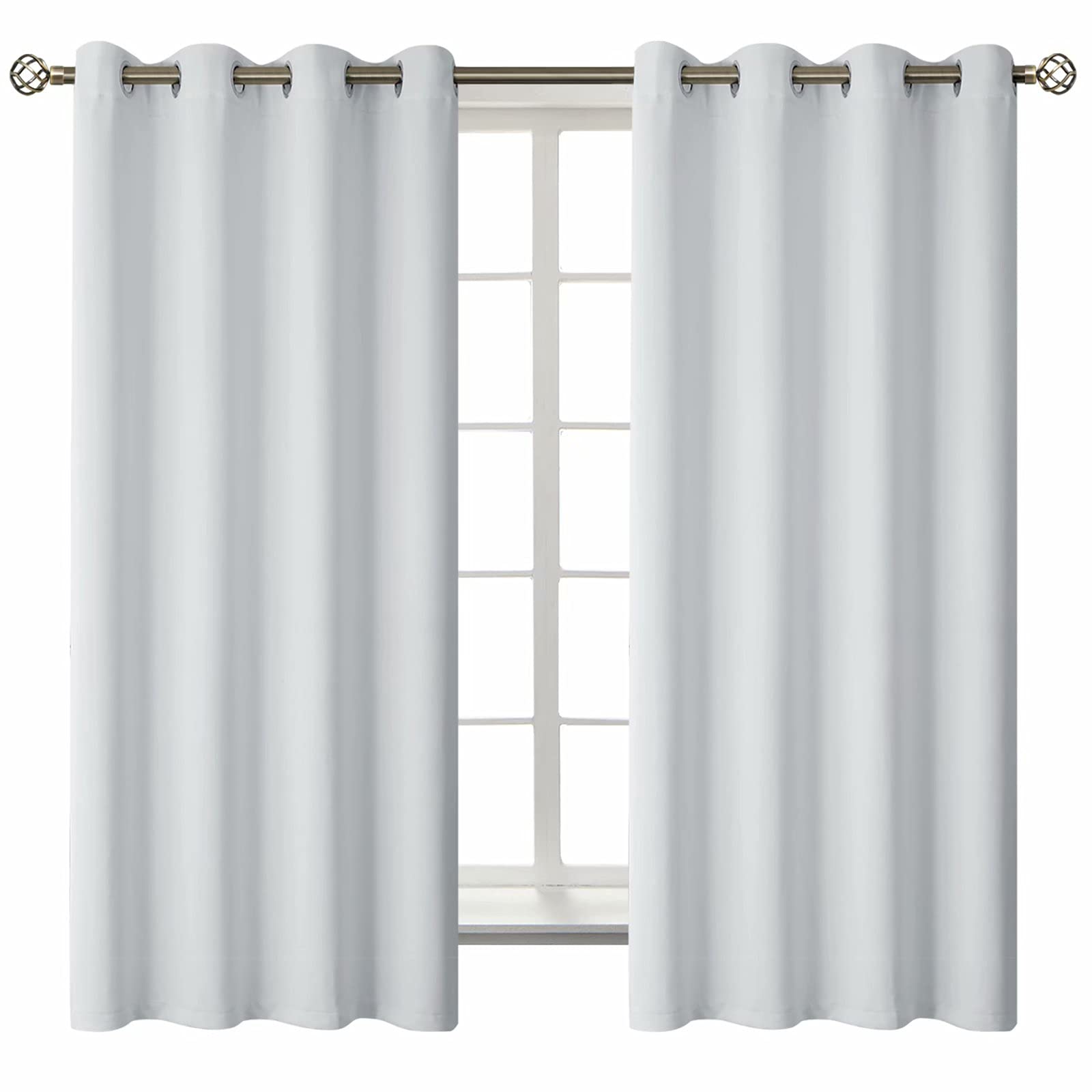 BGment Greyish White Room Darkening Curtains 63 Inch for Bedroom - 2 Panels