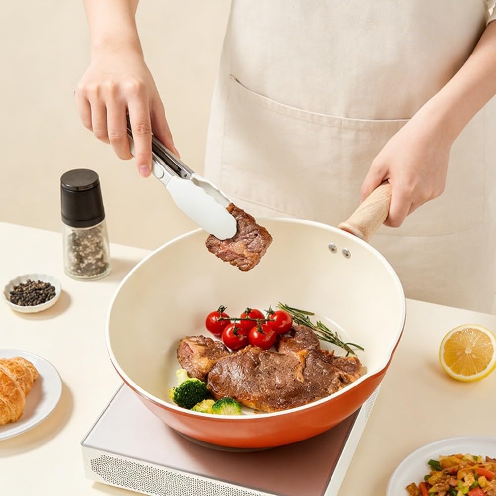 Für Gusseisen Bratpfanne Unbeschichtet Grapefruit Schmorpfanne Für Gas Induktion Schnelle Wärmeleitung Einfache Reinigung Ergonomischer Für Griff Glasdeckel Chinesisches Kochen Braten Schmoren