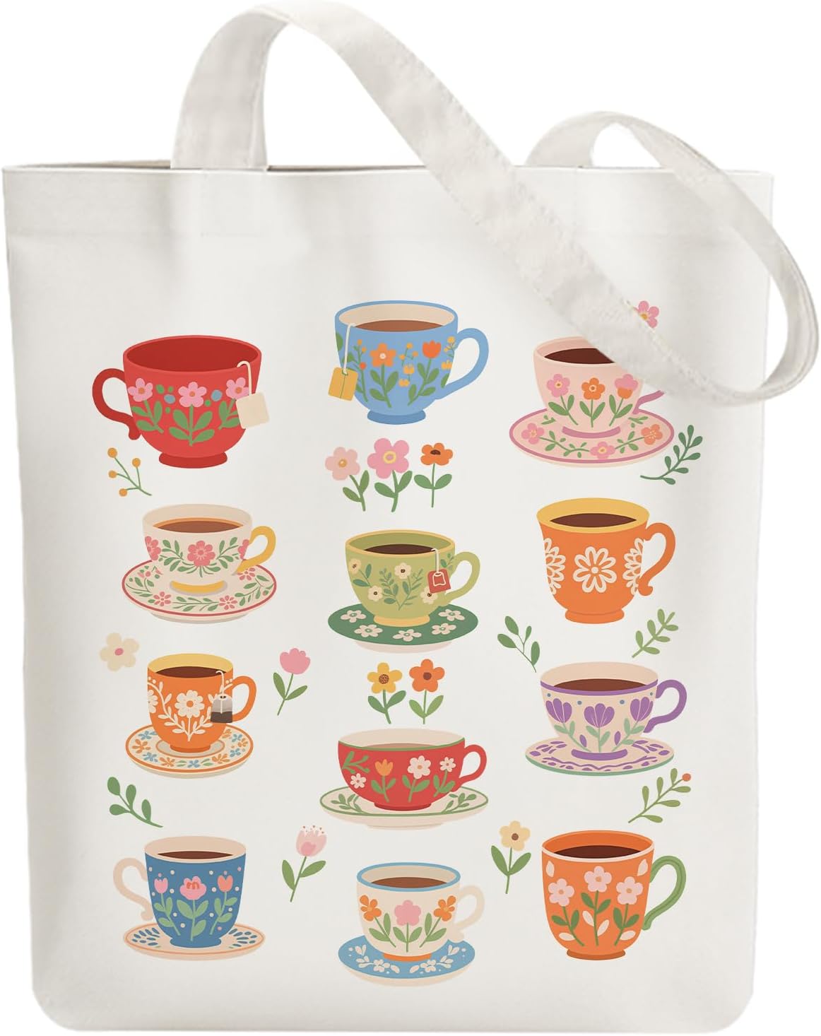 ANATTASOUL Canvas Tote Bag Reusable Cotton Bag for Women, Large 14.96"x 15.74" Cloth Shoulder Bags with Zipper Pockets