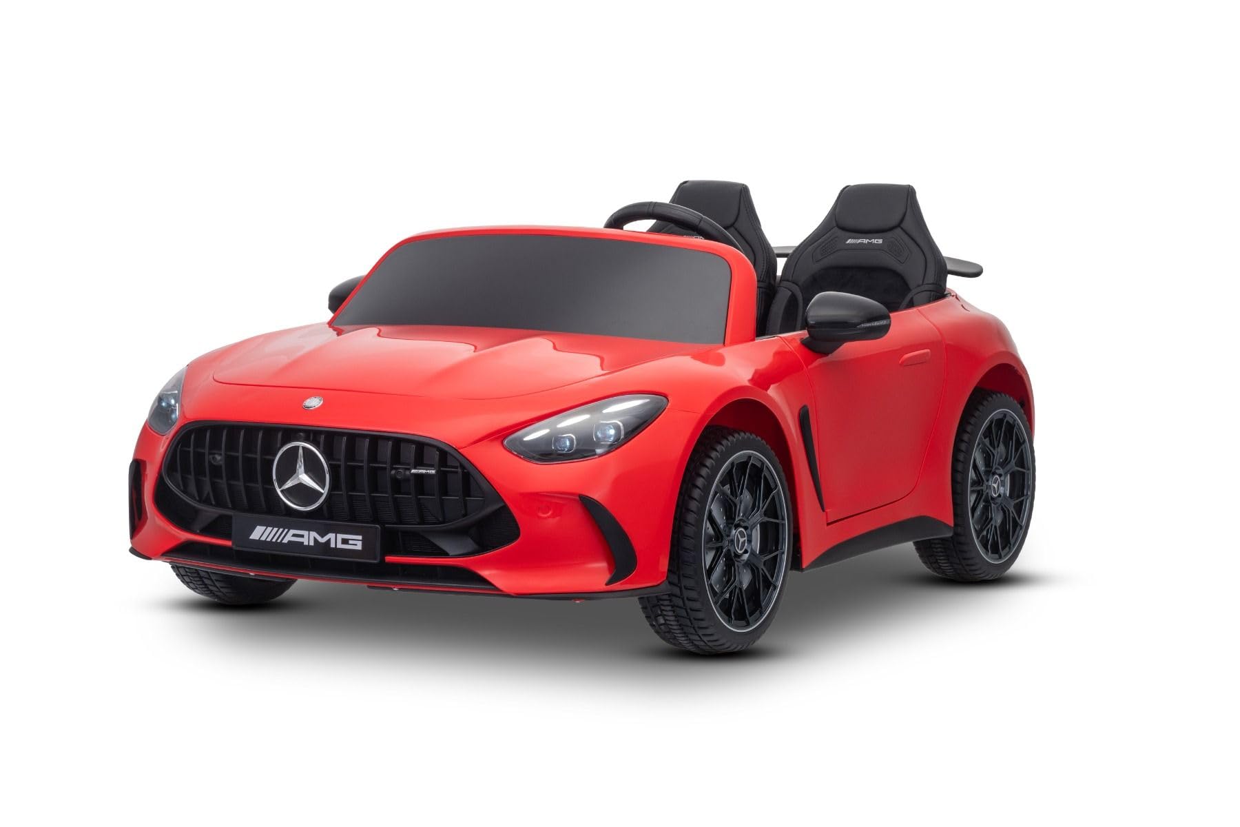 Elektryczny samochód dziecięcy Mercedes GT63 AMG 24 V z napędem 4 x 4, czerwony, dwumiejscowy, regulowany fotel kierowcy, miękkie koła EVA, pilot zdalnego sterowania 2,4 GHz, USB/Bluetooth, silniki