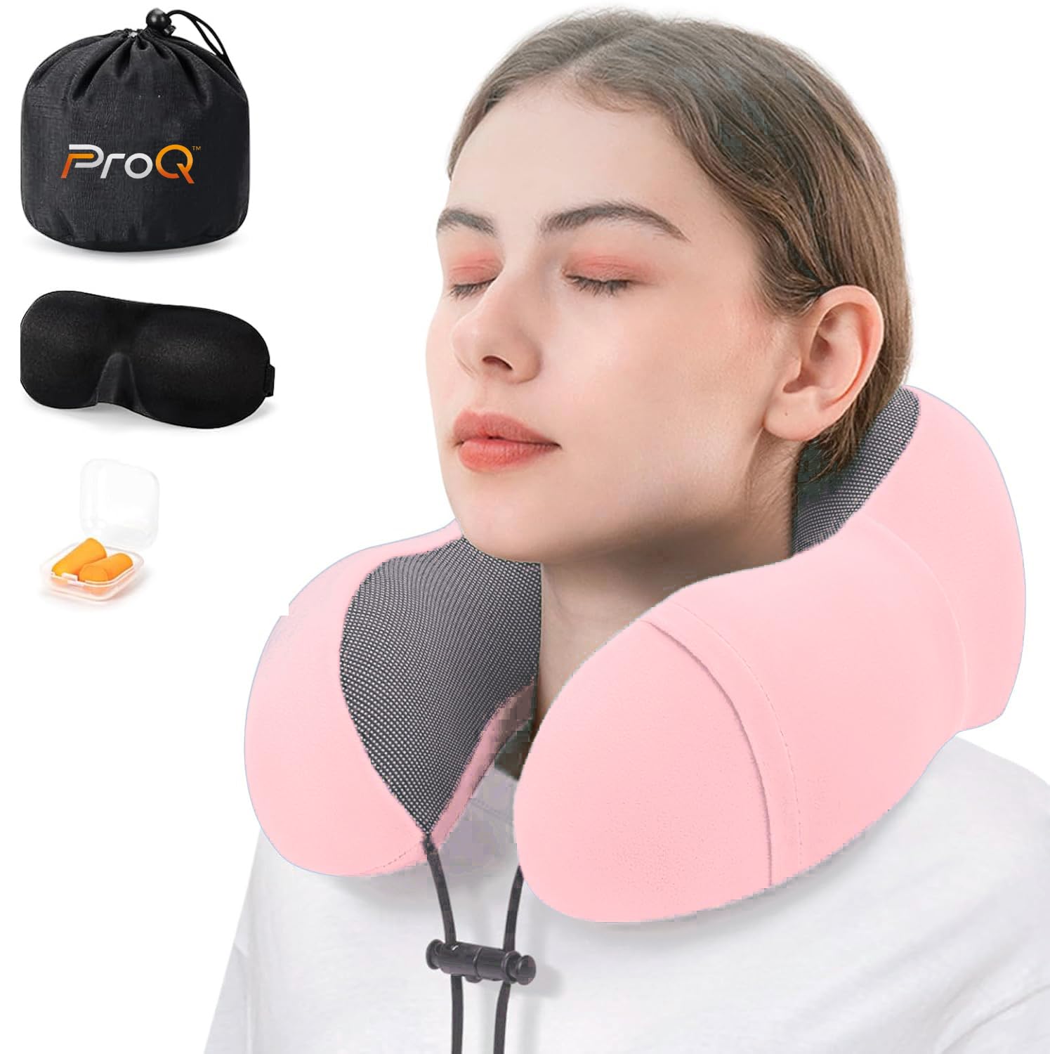 ProQ Neck Pillow For Travel-Travel Pillow For Flights-Memory Foam Neck Pillow-Travel Neck Rest Pillows-Traveling Pillow For Men,Women Travelling Accessories,Lightweight,Portable,Peach,Standard (B0D9H2GW81) Amazon Price History, Amazon Price Tracker