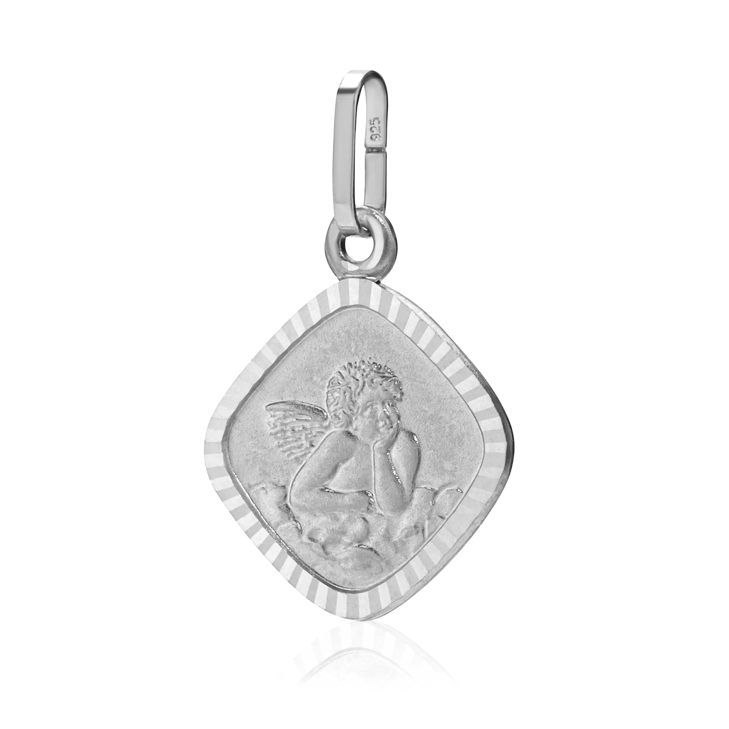 Quadro in argento con cuore dell'Angelo Custode + incisione 6777 15,5 x