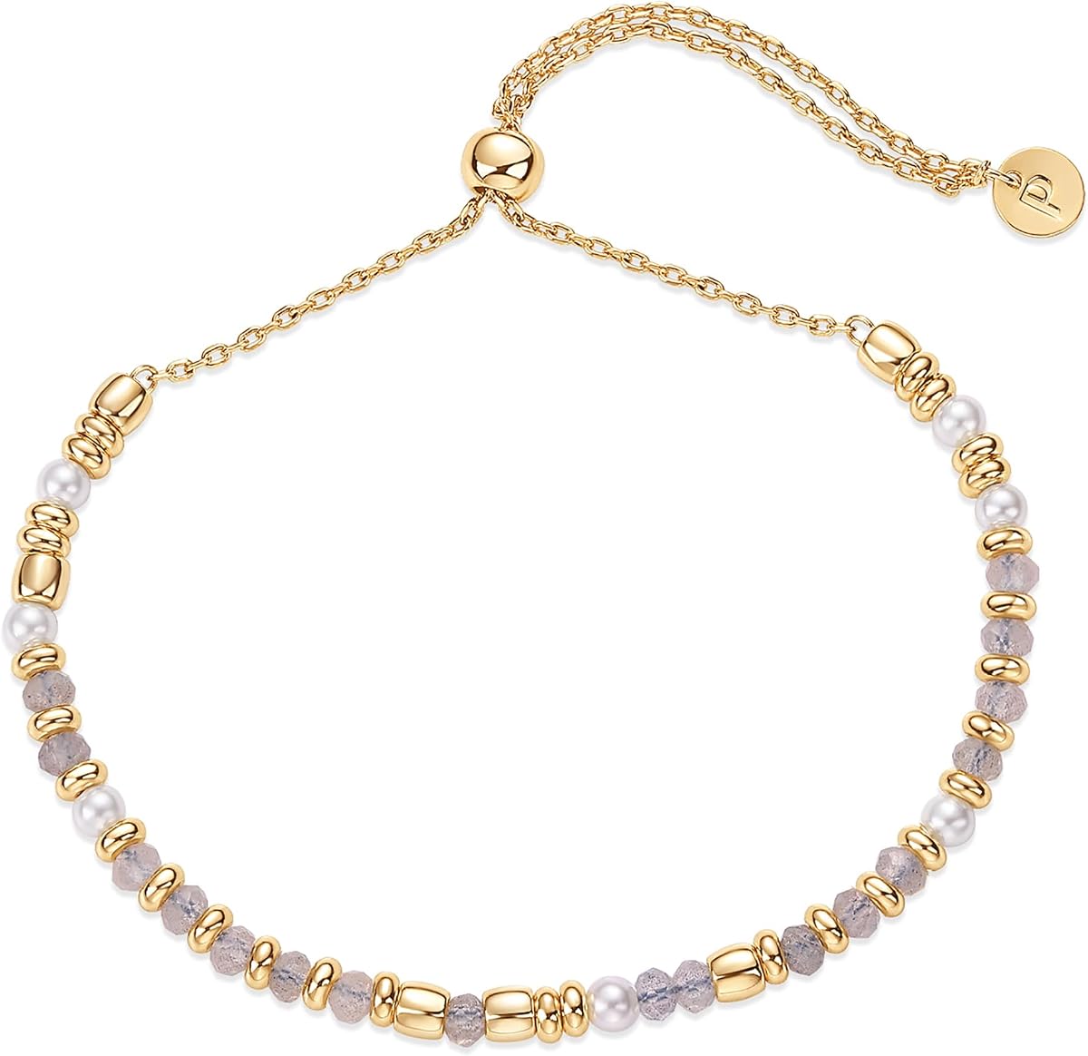 14K Gold Plated Gemstone Beaded Bracelets for Women, Bracelet Stack