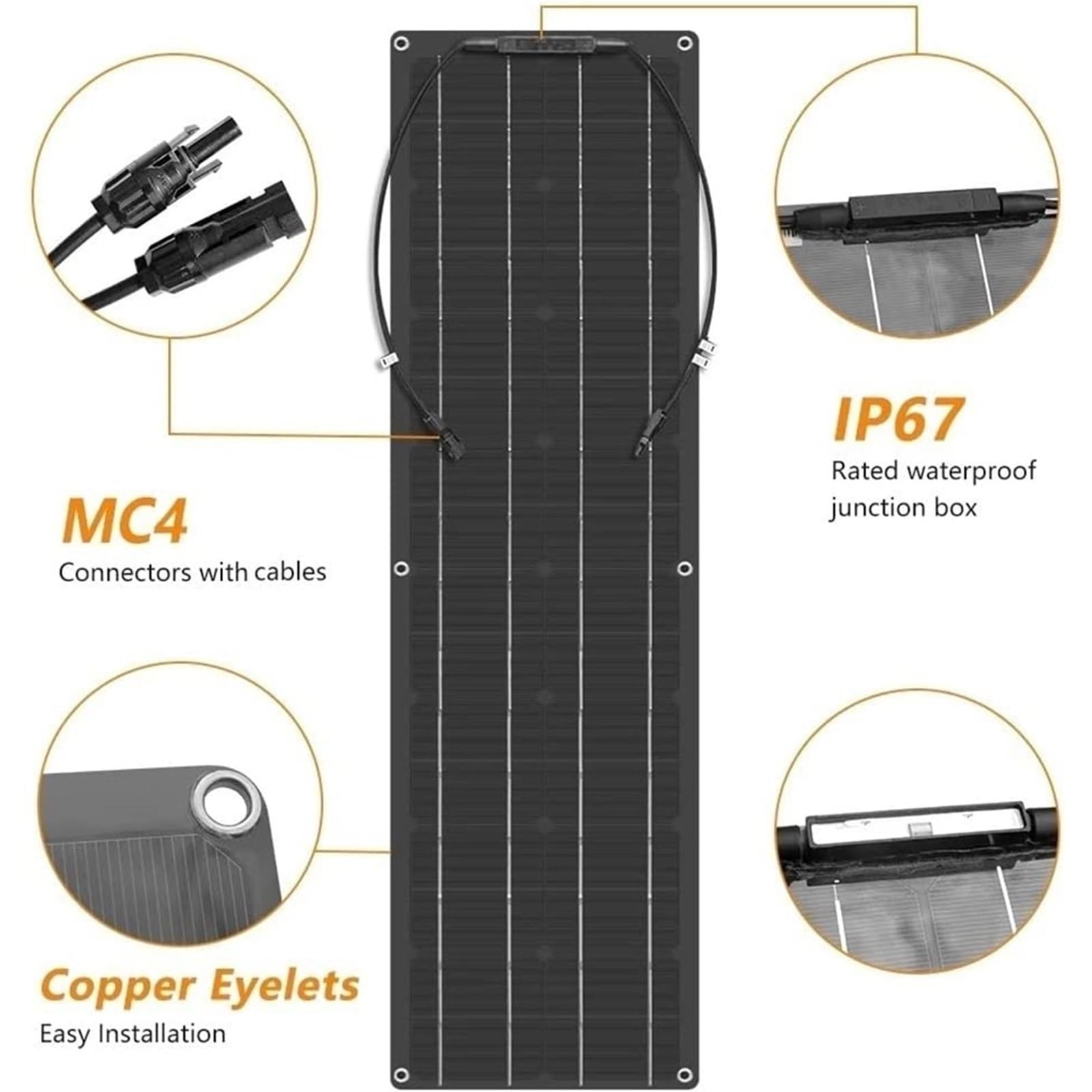 Pannello solare flessibile 400W 12-24V monocristallino impermeabile caricatore solare per camper, barca, casa e superfici irregolari
