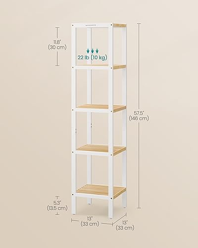 Miniatura 3 de SONGMICS - Estante de bambú de 5 niveles, estante estrecho, de almacenamiento multifuncional, esquinero, para cocina, sala, dormitorio, entrada,