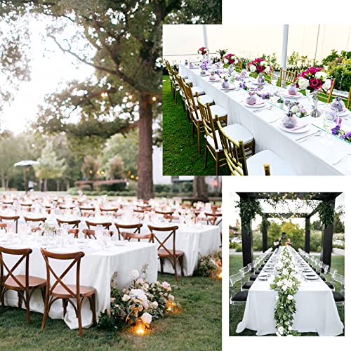 6 Packs Tablecloth 90 X 156 Inch, White Polyester Table Cloth For 8Ft Rectangle Tables, Stain And Wrinkle Resistant Washable Fabric Table Cover For Wedding Banquets Parties Buffet Dining Table #TOP5