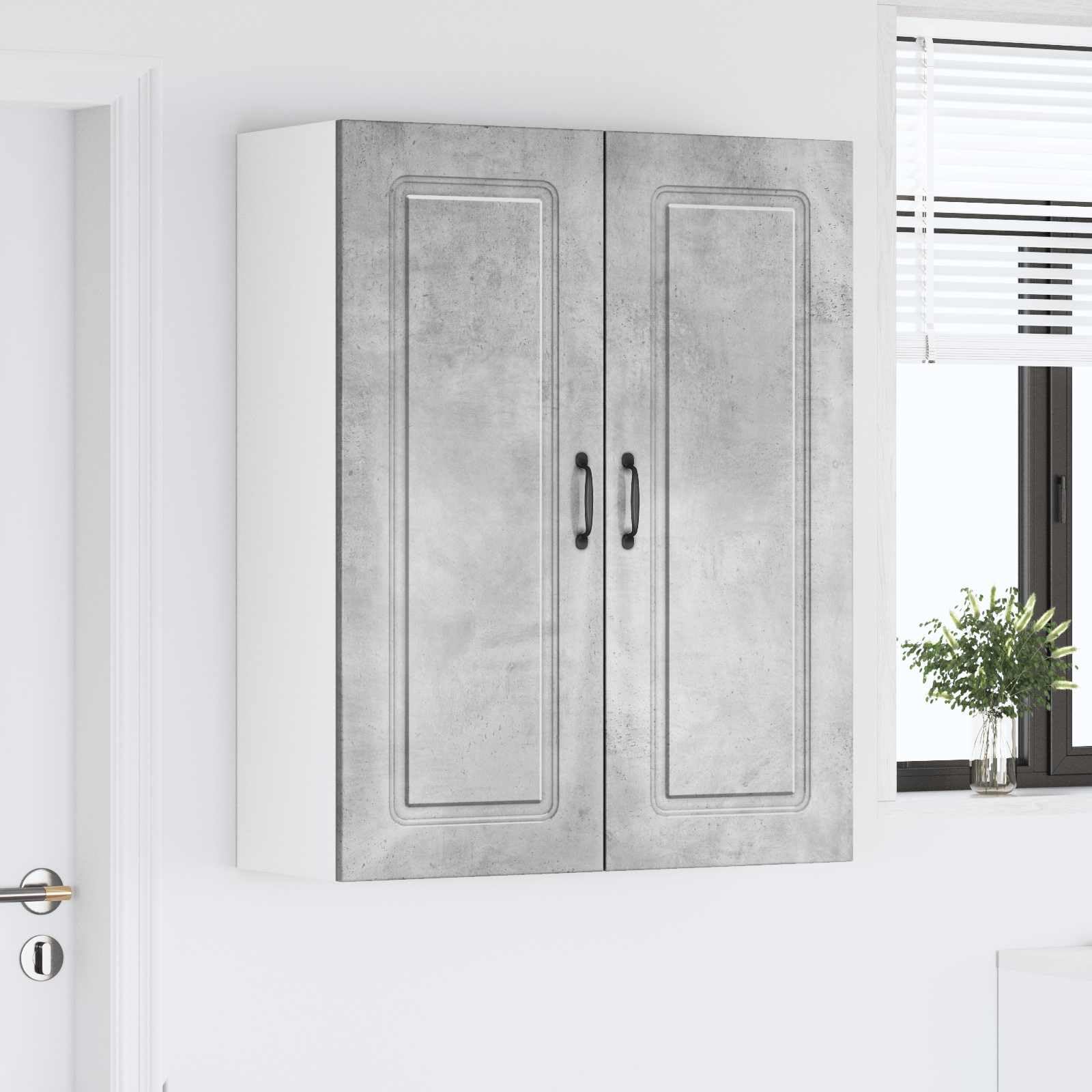 Przód do zmywarki Kalmar o wyglądzie betonu, antracyt, nadaje się do frontu kuchennego 80 x 31 x 100 cm, płyta wiórowa, 3 półki, 2 drzwi, pomieszczenie magazynowe nadaje się do kuchenki
