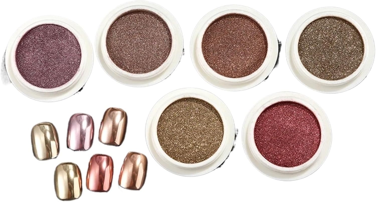 Fine Glitter for Crafts 6sets 6 Colors Gold Pink Metallic Powder for Nail Champagne Sequins Art Supplie