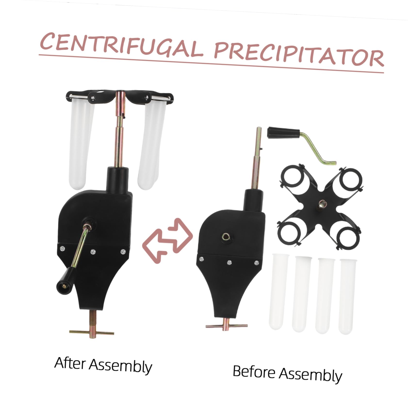 Centrifuga Manuale Portatile per Laboratorio Scolastico, Separazione ad Alta Efficienza, Compatibile Piccole Provette, Materiale Plastico Nero per Uso Outdoor e Scuola Media