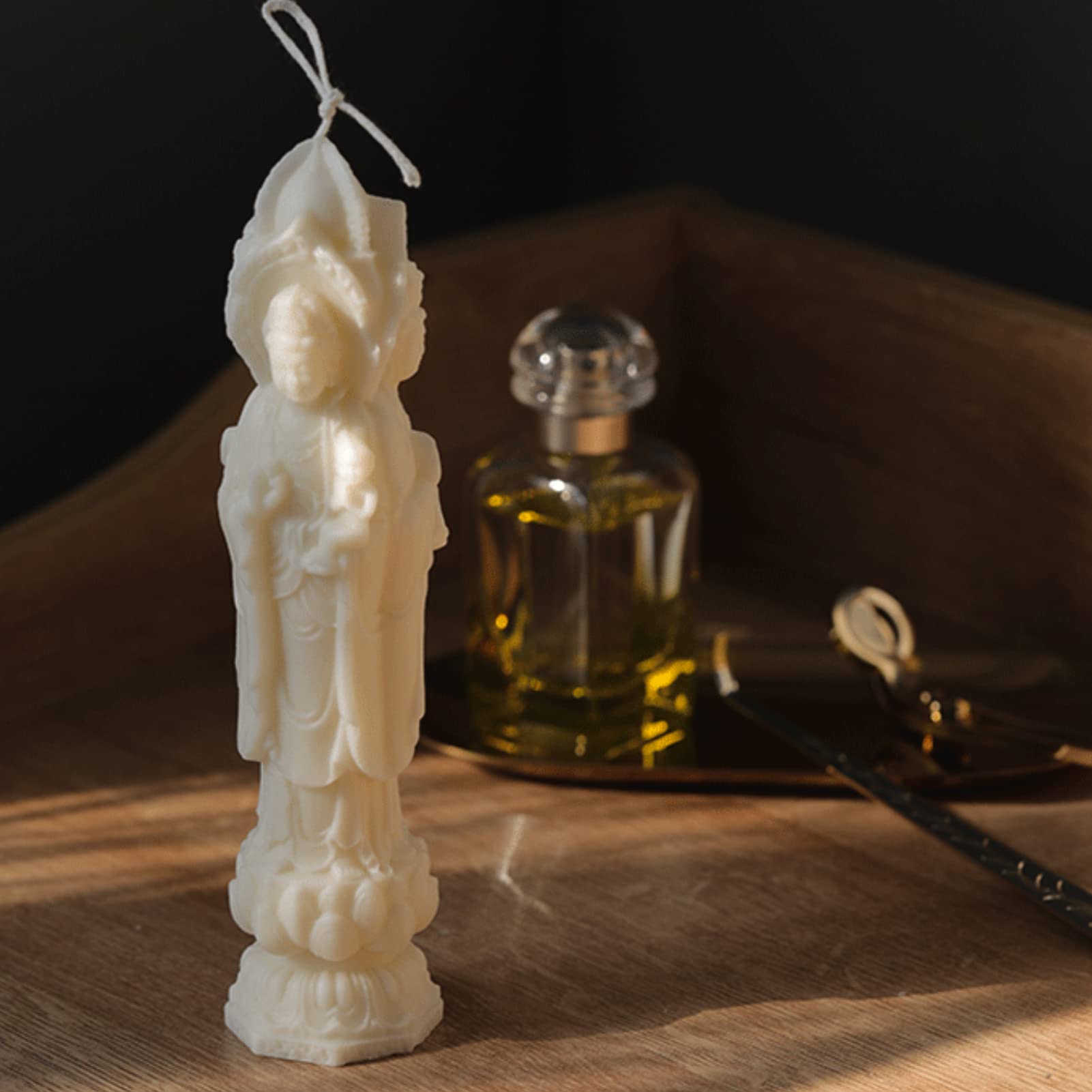 FUFRE Moule à bougie en silicone - Bouddha - Fait main - Aromathérapie - Forme de bougie - Pour travaux manuels, décoration, fondant, bougies parfumées, cire de soja, plâtre (A)