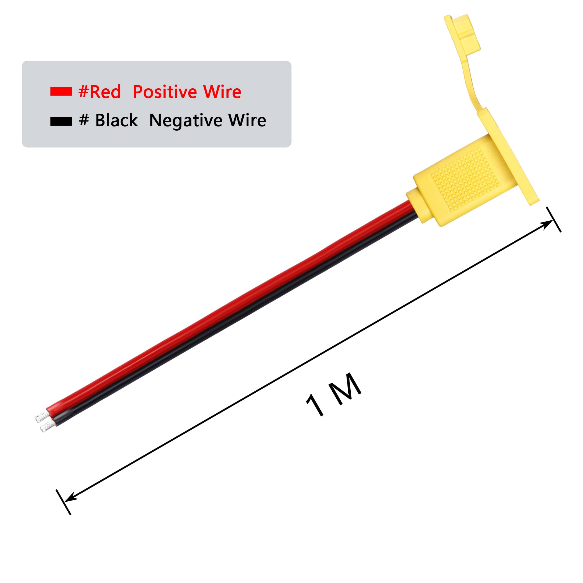 CERRXIAN 10AWG XT90 maschio filo nudo con pannello di montaggio, spina maschio XT90 con pannello Mout per aprire filo nudo per batteria RC Lipo FPV Drone (1m)