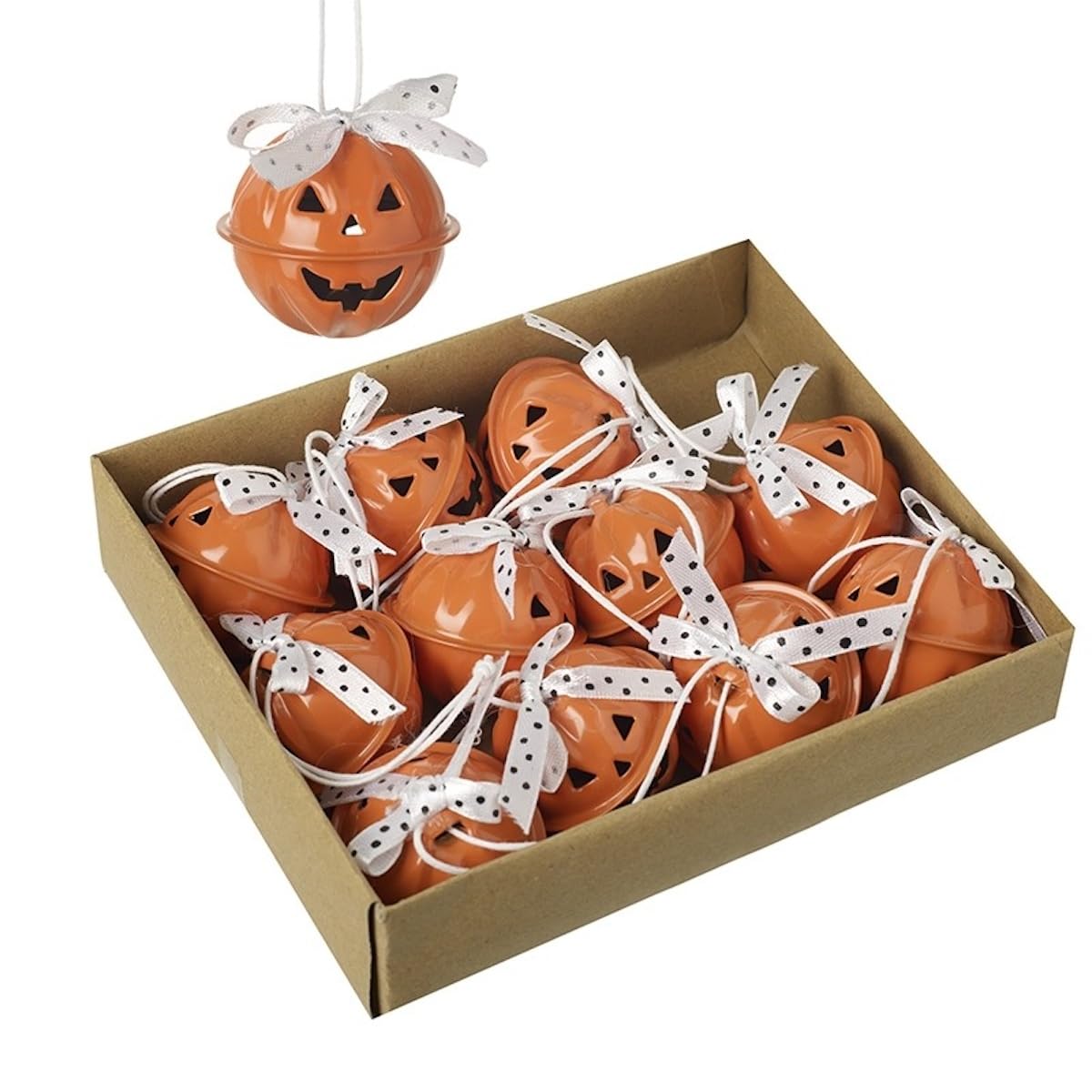 Heaven Sends Orange Set Of 12 Pumpkin Bells Hanging Halloween Decoration