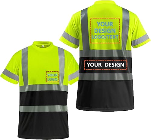 BeautyWill Camisas reflectantes de alta visibilidad para hombres y mujeres, camisas de seguridad clase 2 con 6 cintas reflectantes y bolsillo