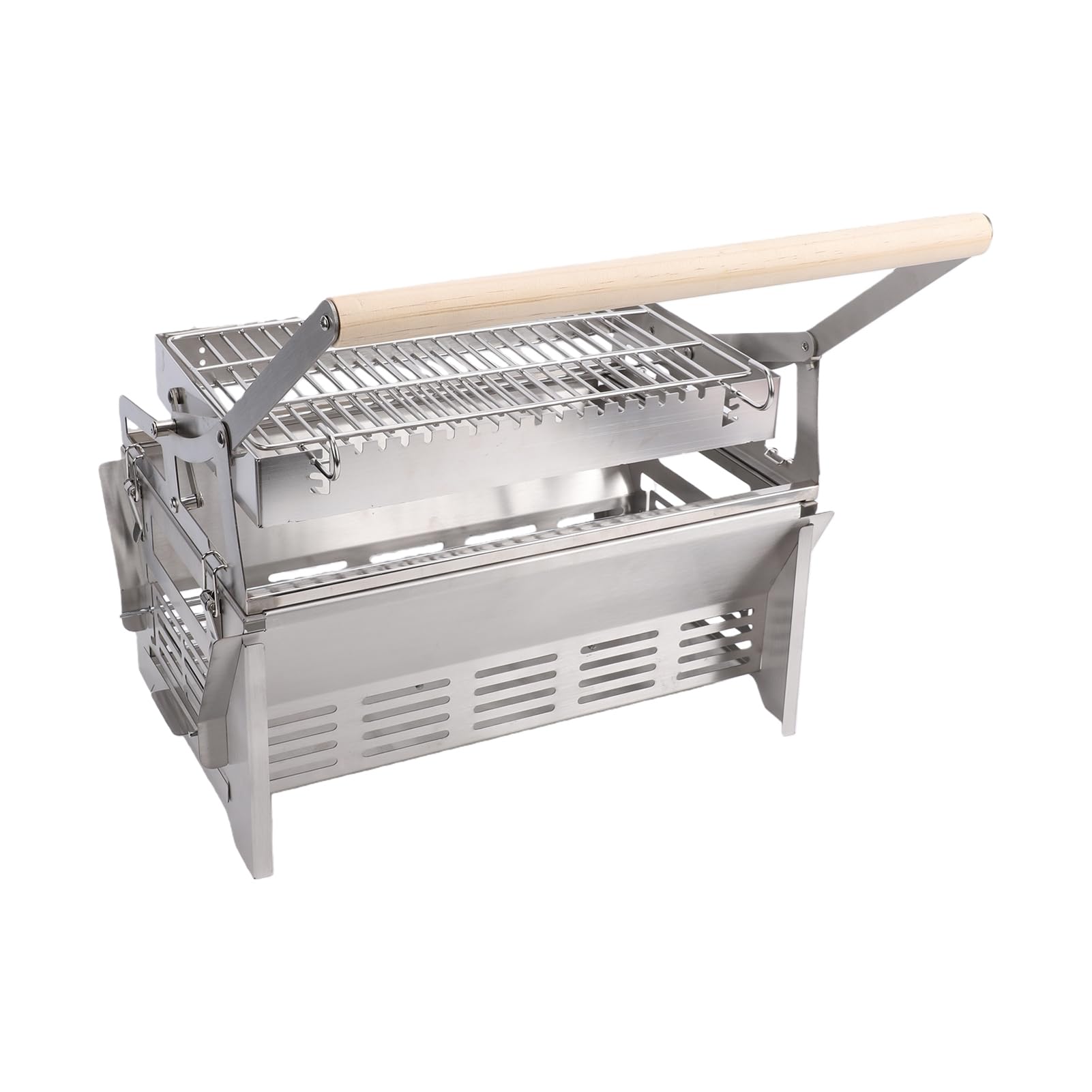 Griglia per Barbecue Girevole a 360 Gradi Griglia a Carbone Ribaltabile in Acciaio Inossidabile Portatile Staccabile per Campeggio Picnic Cortile BBQ Festa all'aperto
