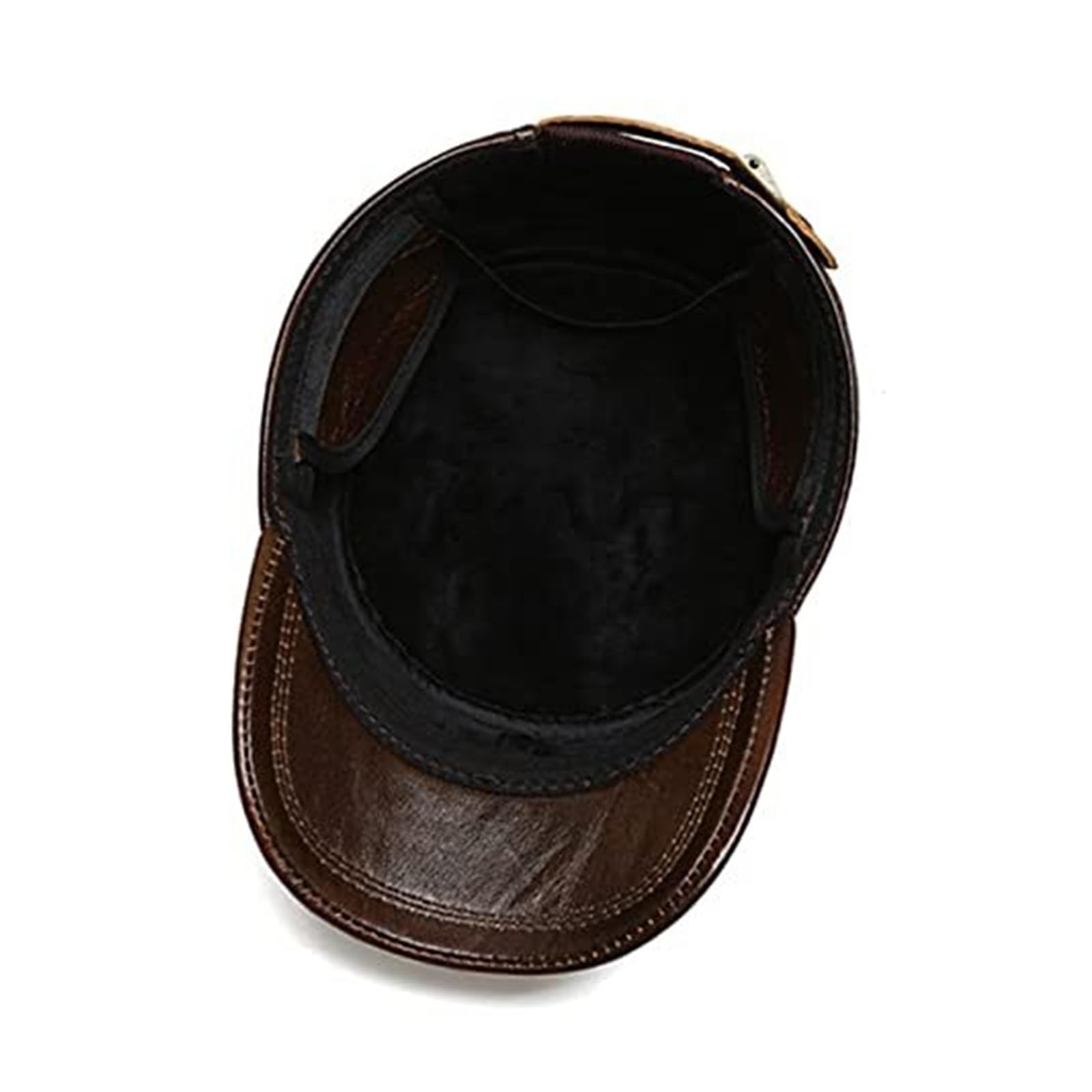 Men's Warm PU Leather Flat Cap Vintage Newsboy Beret Driving Irish Hat - Dark Brown