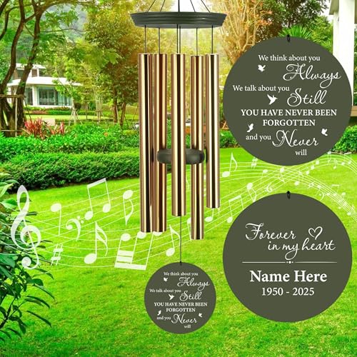 Image of ASTARIN Personalized Memorial Wind Chimes, 30inch /36inch Memorial Wind Chimes, Custom Sympathy Gifts in Loving Memory of Dad /Mom, Condolences Wind Chime for Loss of Loved Ones(Produced in Texas)