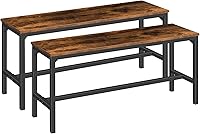 HOOBRO Industrial Dining Benches Set of 2, Rustic Brown Wooden Kitchen Benches, Stable & Durable for Dining Room, Kitchen - BF02CD01