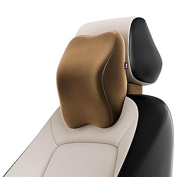 Frido Ultimate Car Neck Rest Pillow | Ultrasoft Pillow for Comfortable Car Rides | Superior Neck Support Cushion | Relieves Neck Pain | Hi-Per Foam Head Rest Pillow with Washable Velvet Cover | Tan - image, photos