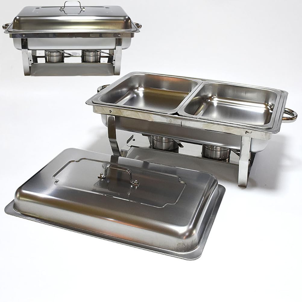 Juego de platos rectangulares de acero inoxidable, calentador de catering para bodas, fiestas, banquetes, eventos