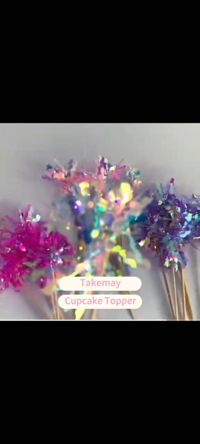16-Piece Gold Foil Firework Cupcake Toppers – Acrylic Birthday & Wedding Cake Decorations