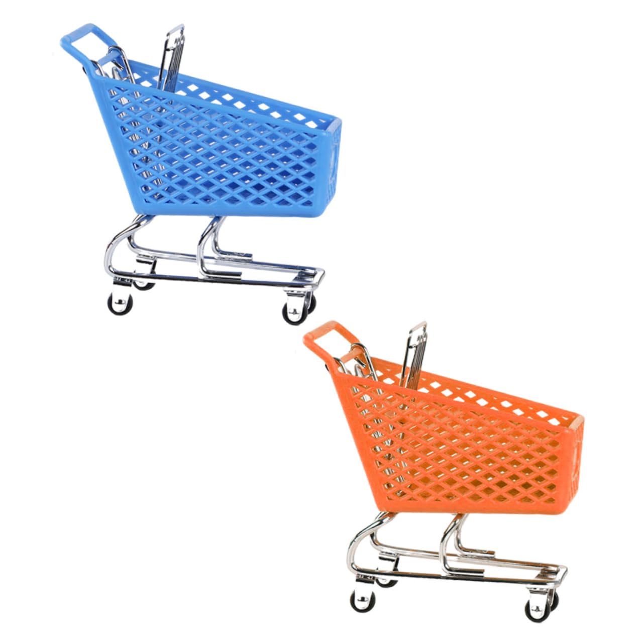 BESTonZON 2Pcs Miniature Shopping Cart Storage Baskets Decor for Desktop for Gadget Storage and Mini Home Decoration