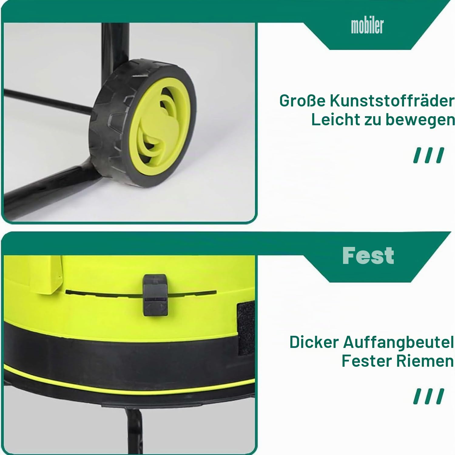 Gartenhäcksler Häcksler Schredder (2500 W,Wartungsarm,Transporträder,überlastsicherung,54cmGroße Trichteröffnung,Fangsack Und Zuführhilfe),noPowercord