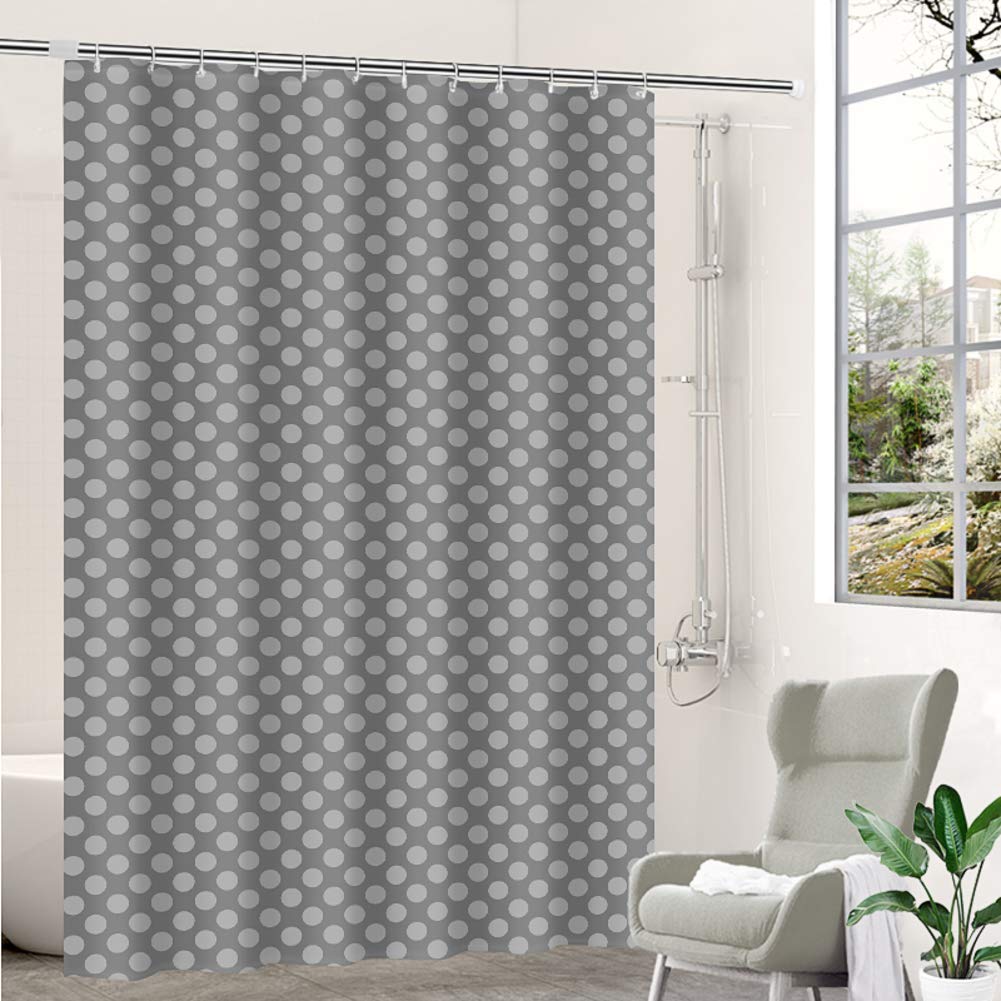 Dot wasserdichter Duschvorhang, Sing Long Badvorhang Home Decor Türvorhang WC-Trennwand Badvorhänge mit Haken Grau 180x240cm (71x94inch)